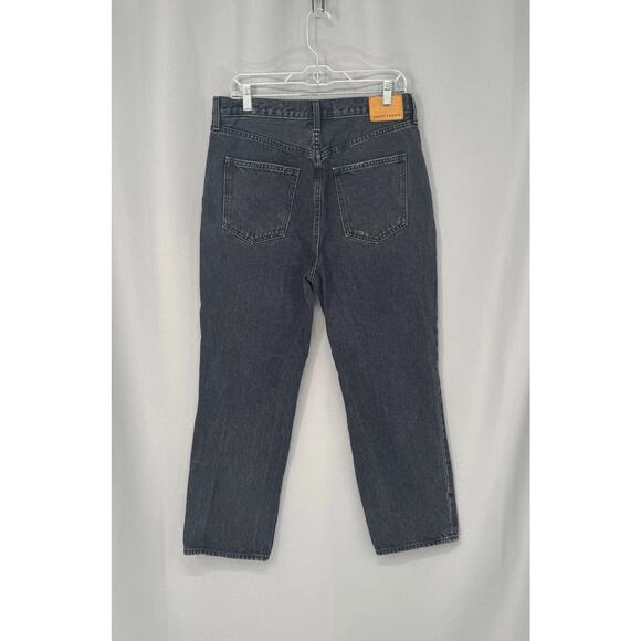 Aritzia Denim Forum Jeans Womens 30 Black Joni High Rise 26L Loose Distressed - Picture 2 of 16